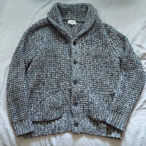 Goodfellow Cardigan Sweater Shawl Neck Gray Markled Chunky Knit Medium